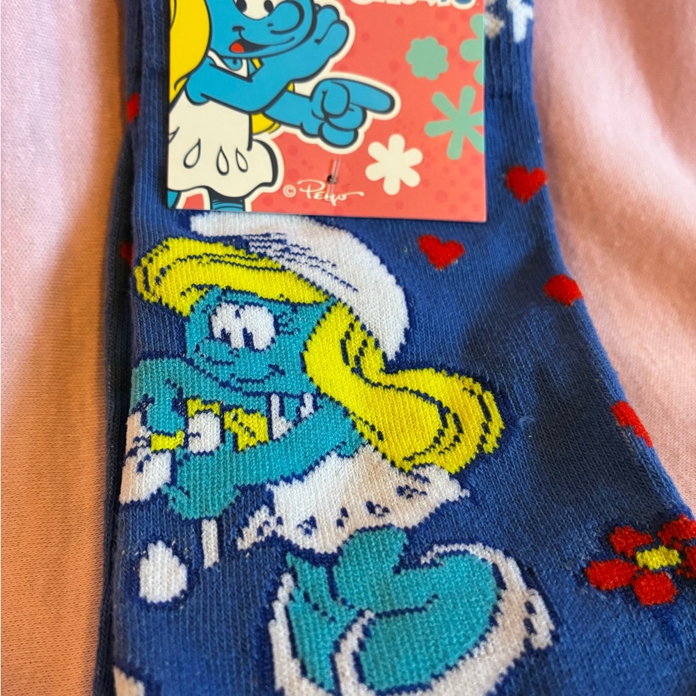 3/$18 The Smurfs Blue and White Novelty Socks One Size Fits Some (Women’s 7-12)